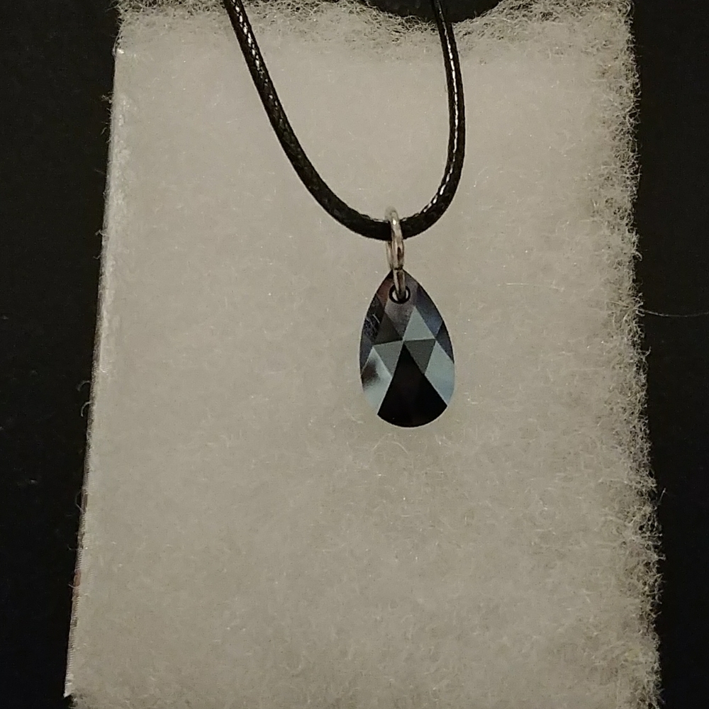 Neptune Blue Crystal Teardrop Necklace - Picture 5 of 8
